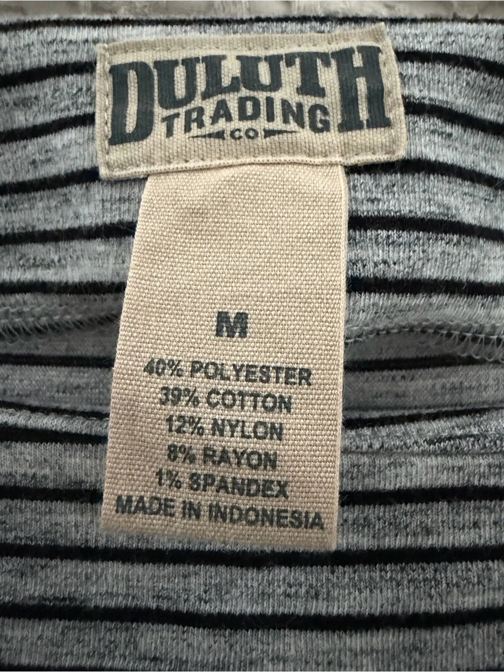 Duluth Trading Co Porte Pro Stretch Striped Long-Sleeve Dress Gray & Black M